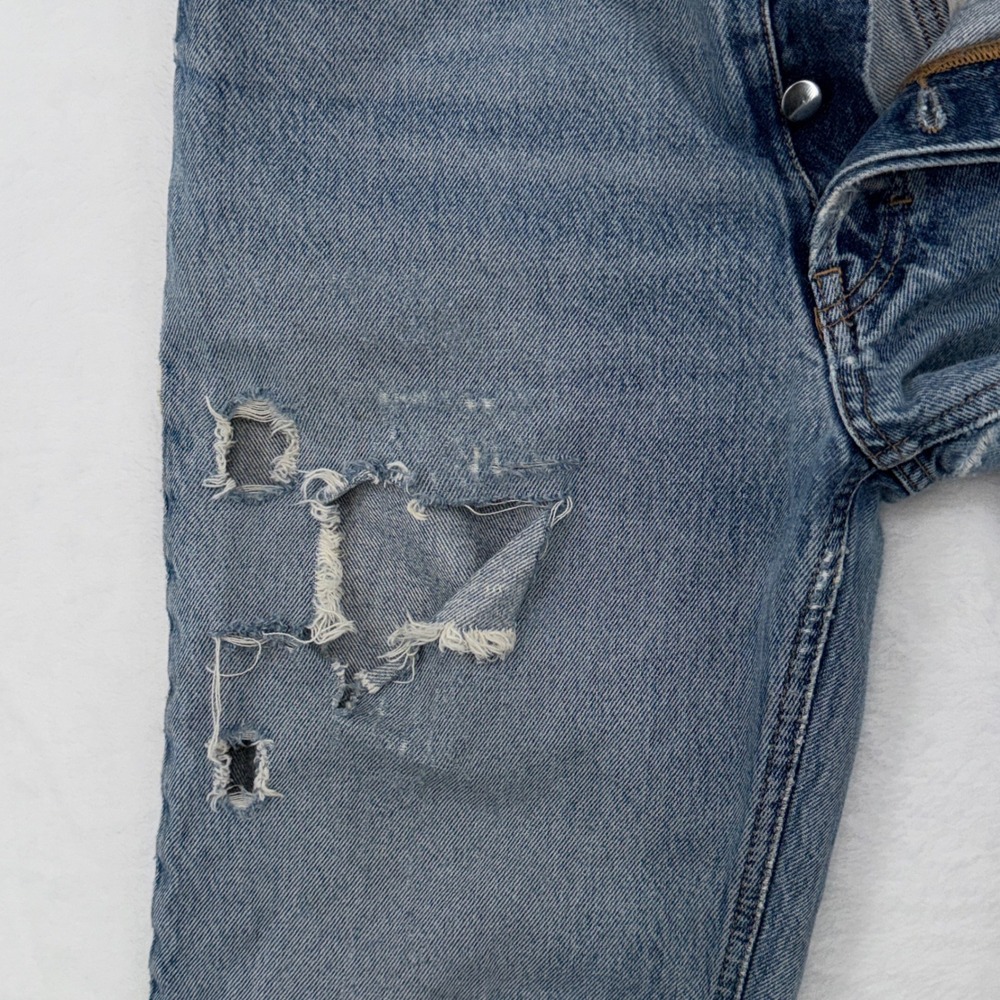 BDG Urban Outfitters Vtg Wide High-Rise Jeans 27 Distressed Raw Hem Button Fly - Picture 6 of 8